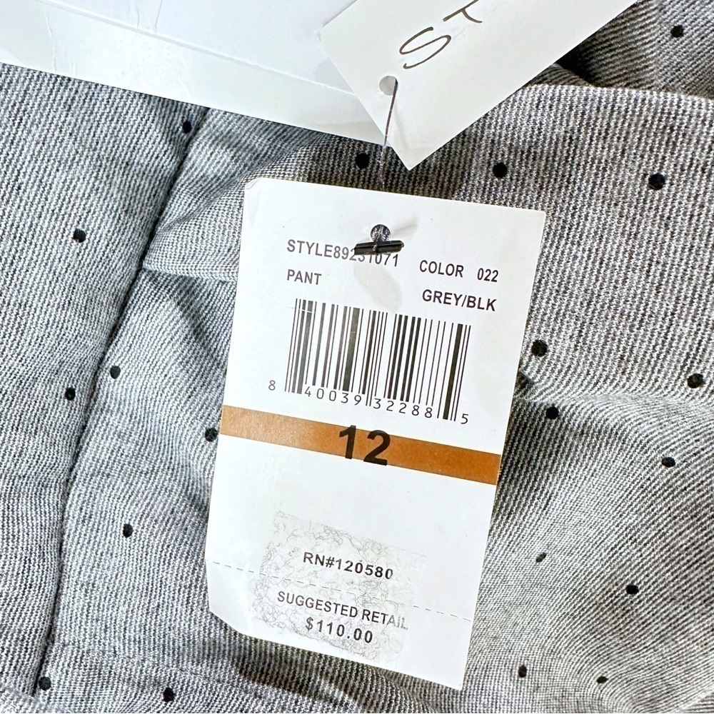 Amanda + Chelsea Grey/Black Polkadot Drawstring Pants With Pockets Sz 12 NEW - Picture 8 of 10